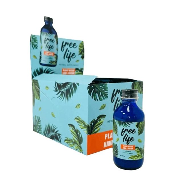 FREE LIFE HERBAL SUPPLEMENTS PLANT BASED KAVA + KRATOM TONIC 12CT/ BOX