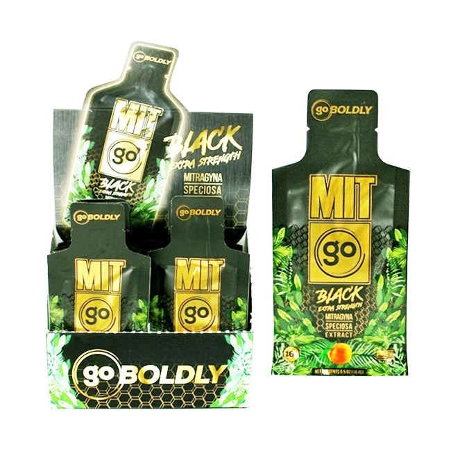 MIT 45 GO-BLACK EXTRA STRENGTH LIQUID KRATOM HONEY GEL POUCH ( 12 CT / DISPLAY) - Image 2