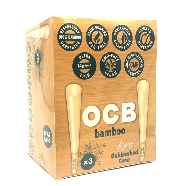 OCB BAMBOO UNBLEACHED CONE 32 PACKS / BOX - Image 3