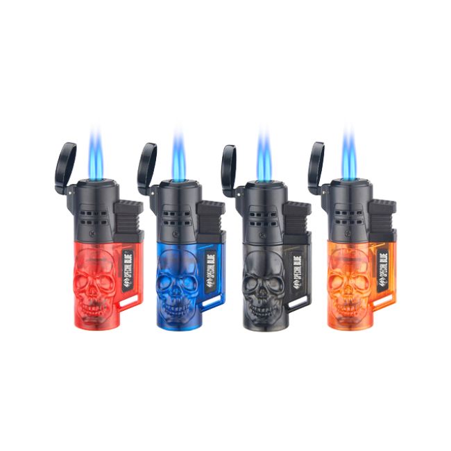 SPECIAL BLUE SKULL 4 FLAME BUTANE GAS TORCH LIGHTER (LT132) 12CT/ BOX - Image 2