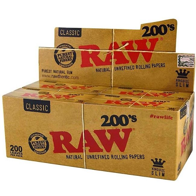 RAW CLASSIC 200 S KING SIZE SLIM ROLLING PAPER 40 PER BOX - Image 2