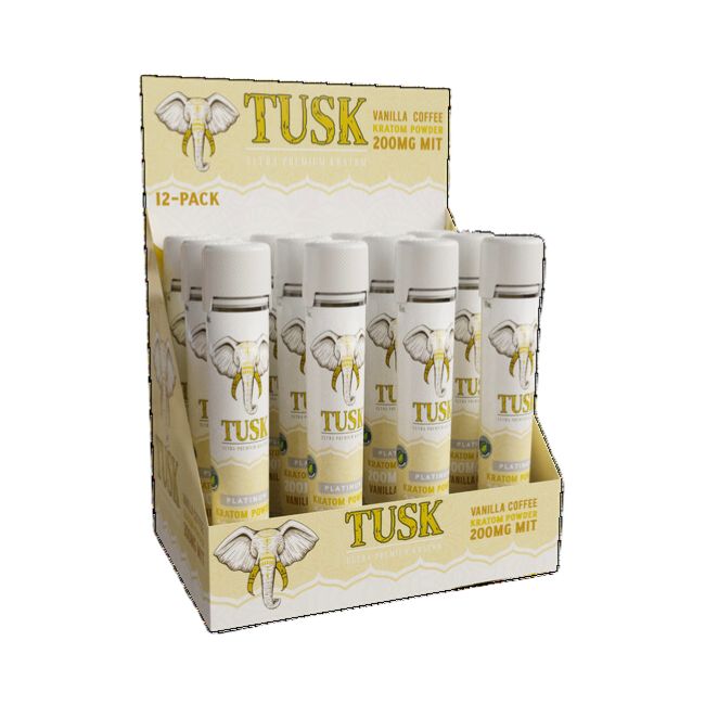 TUSK ULTRA PREMIUM PLATINUM KRATOM POWDER 200MG MIT 0.35 OZ SHOT 12CT/ BOX - Image 2