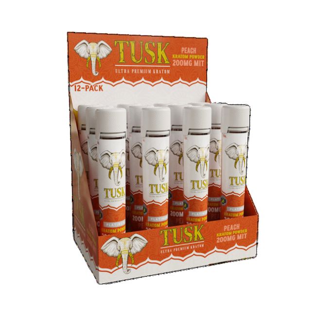 TUSK ULTRA PREMIUM PLATINUM KRATOM POWDER 200MG MIT 0.35 OZ SHOT 12CT/ BOX - Image 4