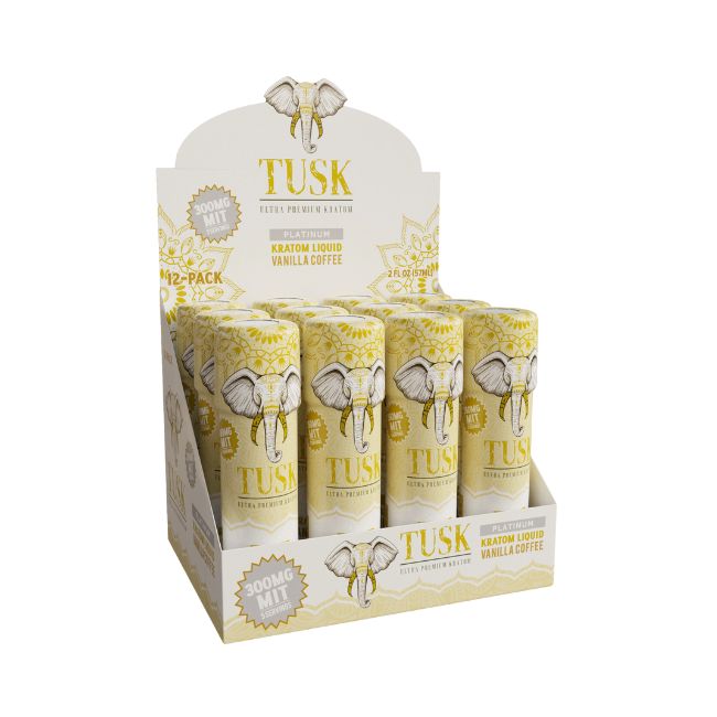 TUSK ULTRA PREMIUM PLATINUM KRATOM LIQUID 2FL.OZ (57ML) 300MG MIT SHOT 12CT/ BOX - Image 3