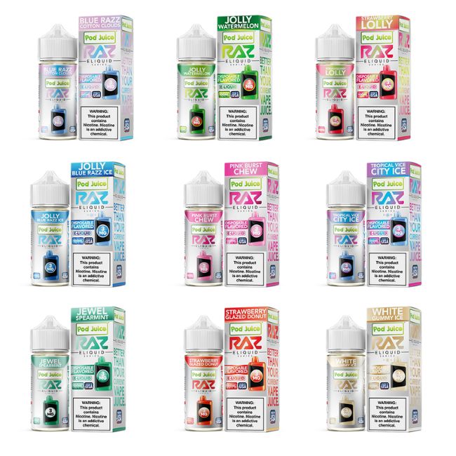 RAZ POD JUICE E LIQUID 100ML BOTTLE - Image 8