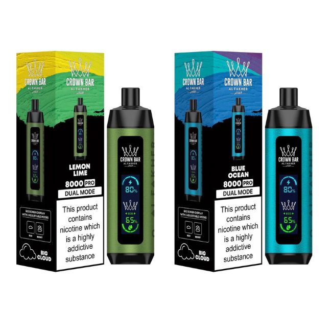 CROWN BAR PRO BY AL FAKHER DUAL MODE 5% DISPOSABLE (180ML) 8K PUFFS 10CT/ BOX - Image 3