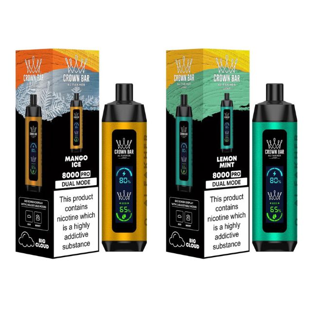 CROWN BAR PRO BY AL FAKHER DUAL MODE 5% DISPOSABLE (180ML) 8K PUFFS 10CT/ BOX - Image 4