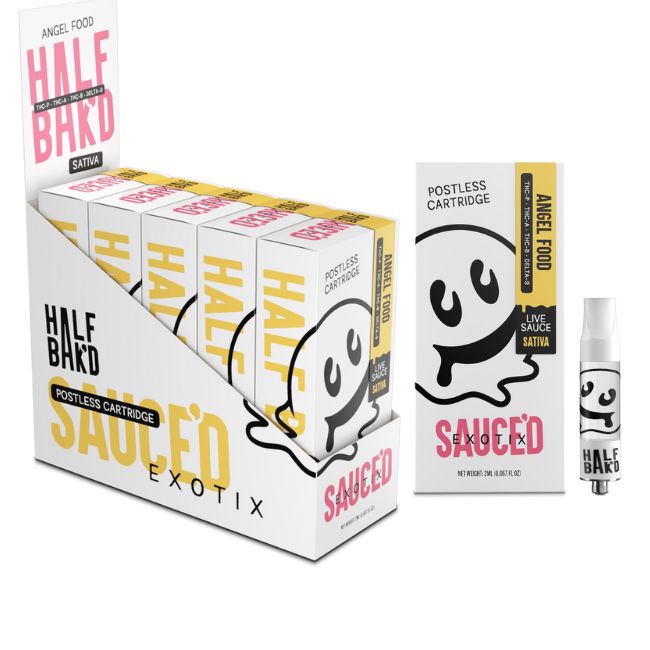HALF BAK'D SAUCE'D EXOTIX THC-P + THC-A + THC-B + D9 2GM POSTLESS CART 5CT/ BOX - Image 2