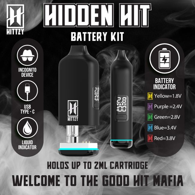 HITTZY HIDDEN HIT 650 mAH 510 THREAD BATTERY FITS UP TO 2GM CARTS 5CT/ BOX - Image 5