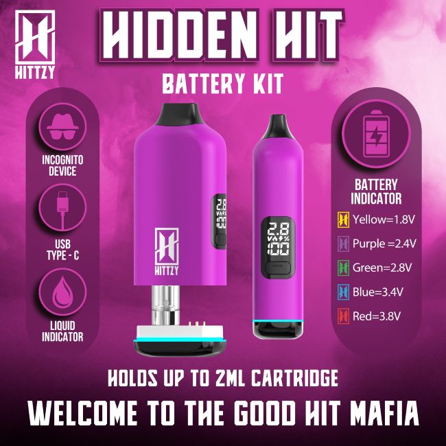 HITTZY HIDDEN HIT 650 mAH 510 THREAD BATTERY FITS UP TO 2GM CARTS 5CT/ BOX - Image 6