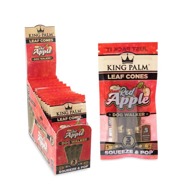 KING PALM 3PK DOGWALKER RED APPLE FLAVOR LEAF CONES 15CT/ BOX