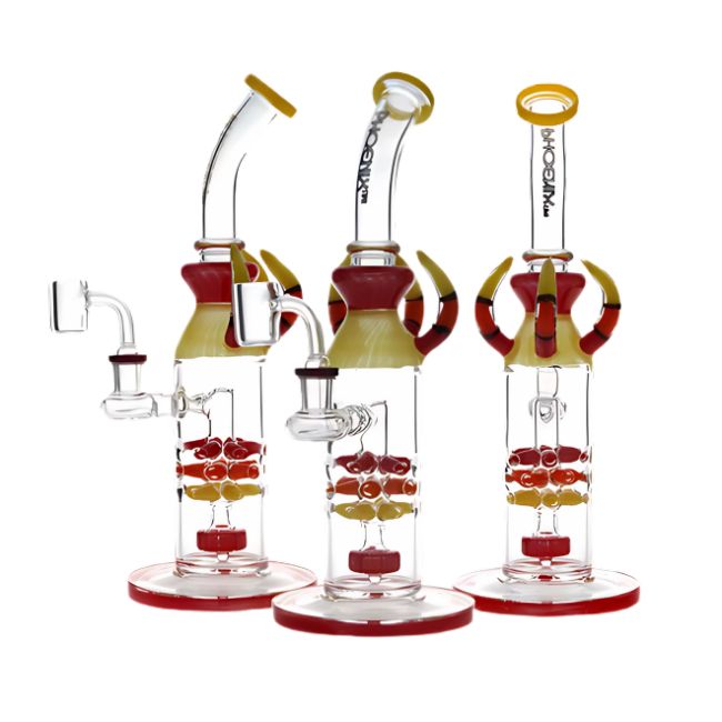 PHOENIX GLASS 12" COLORFULL FANCY SHOWERHEAD DESIGN WATER PIPE