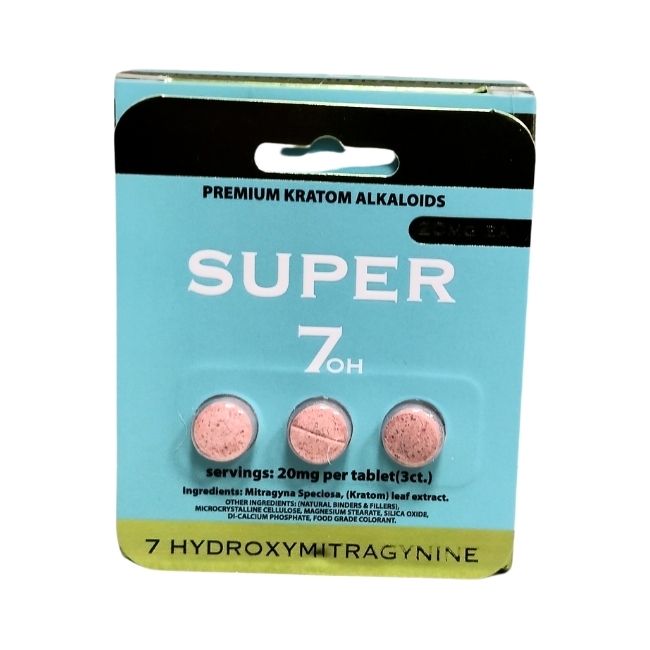 SUPER 7 HYDROXYMITRAGYNINE PREMIUM KRATOM ALKALOIDS 20MG PER TABLET 3CT/10PK - Image 2