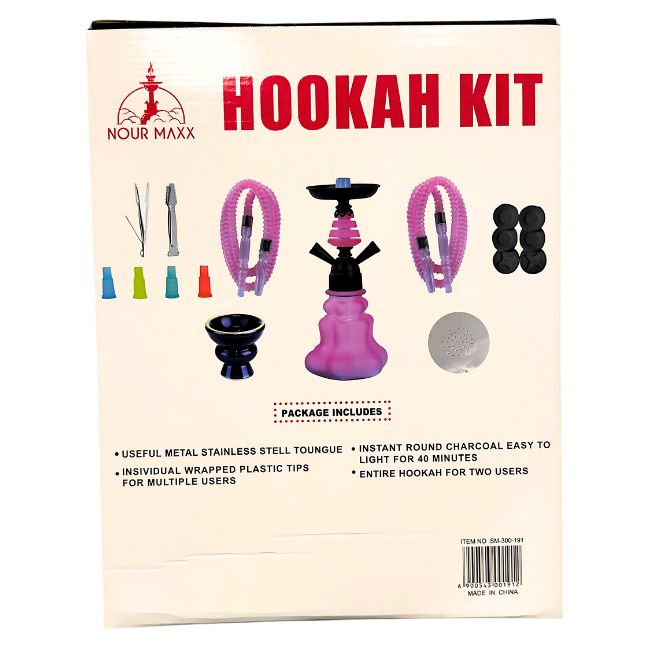 NOUR MAXX HOOKAH KIT SET MEDIUM TWO HOSE (SM-300-191) ASSORTED COLORS - Image 3