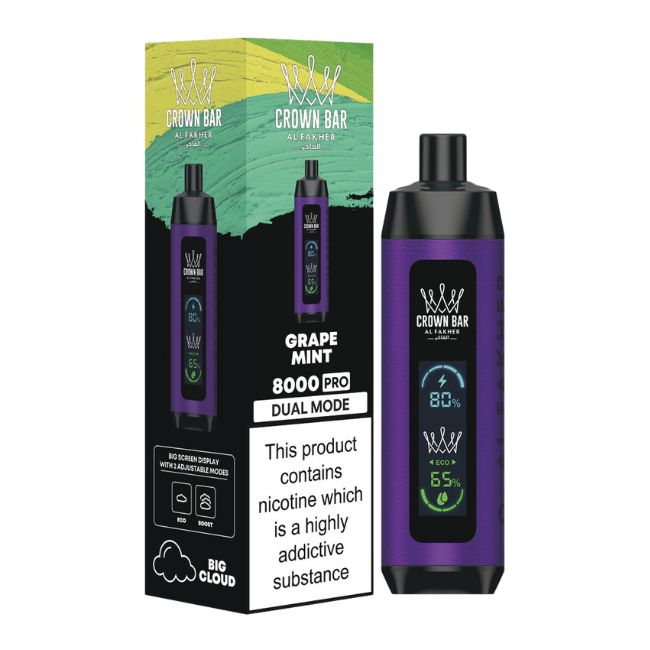 CROWN BAR AL FAKHER DUAL MODE 5% DISPOSABLE (90ML) 8K PUFFS 5CT/ BOX MADE IN UAE - Image 2