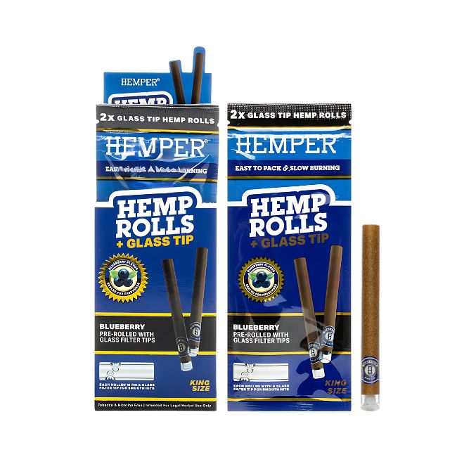 HEMPER HEMP KING SIZE ROLLS + GLASS TIPS 2PK 12CT/ BOX - Image 4