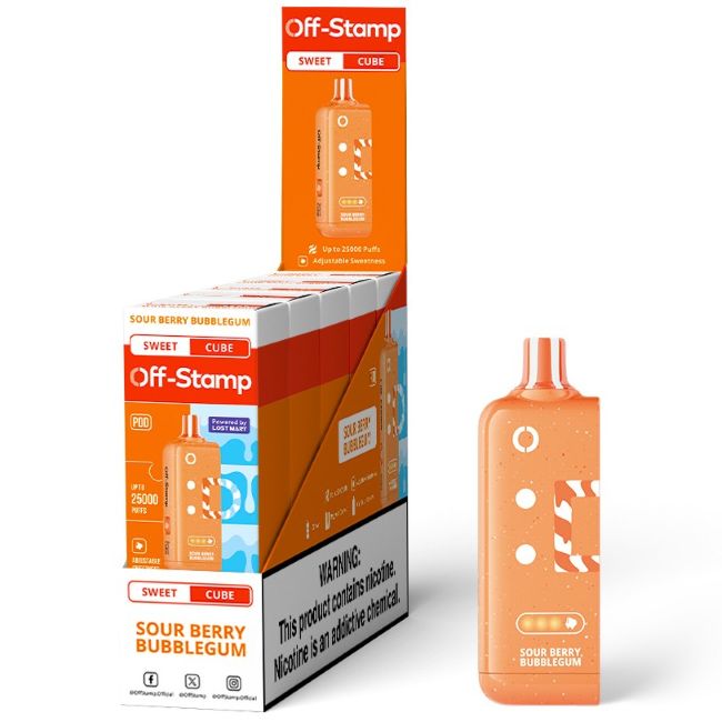 OFF STAMP SWEET CUBE BY LOST MARY 5% DISPOSABLE REFILL POD (90ML) 25K PUFFS 5CT/ BOX - Image 5
