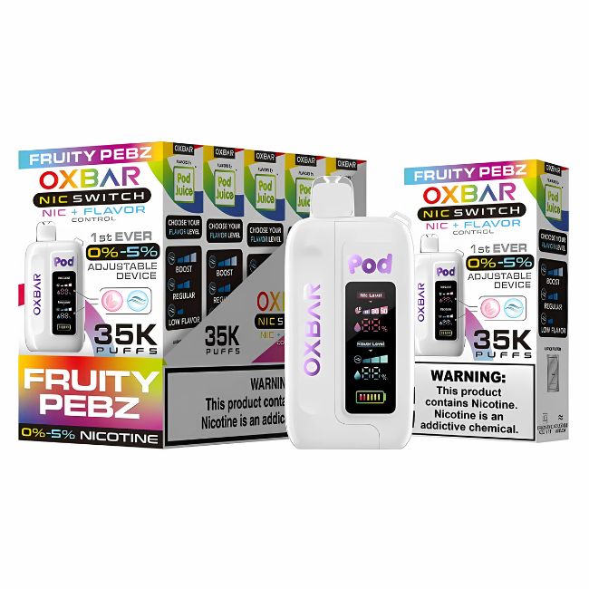 OXBAR NIC SWITCH NIC+FLAVOR CONTROL BY POD JUICE 5% DISPOSABLE (70ML) 35K PUFFS 5CT/ BOX - Image 3