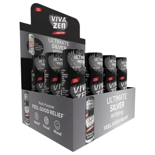 VIVA ZEN ULTIMATE SILVER MIT 80MG 15ML KRATOM SHOT 12CT/ BOX