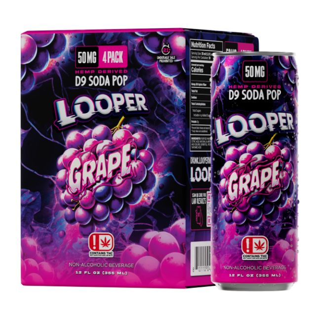 LOOPER HEMP DRIVED D9 SODA POP DRINK 50MG (12OZ 355ML/ CAN) 4CT/ BOX - Image 2