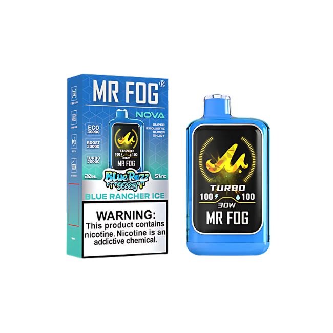 MR FOG NOVA BLUE RAZZ STEEZY SERIES 5% DISPOSABLE (100ML) 36K PUFFS 5CT/ BOX - Image 2