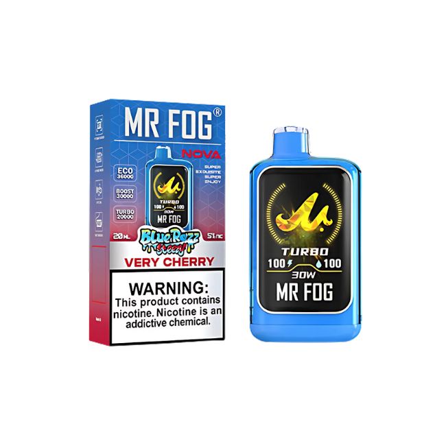 MR FOG NOVA BLUE RAZZ STEEZY SERIES 5% DISPOSABLE (100ML) 36K PUFFS 5CT/ BOX - Image 3