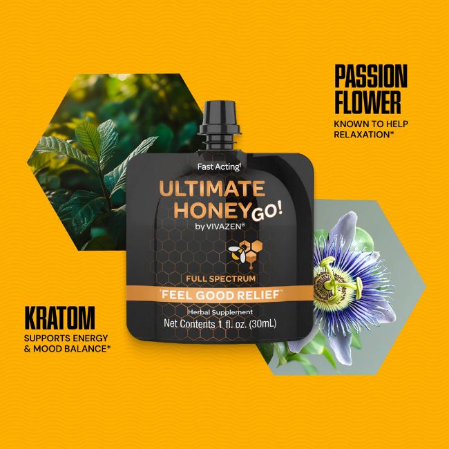 ULTIMATE HONEY BY VIVAZEN FULL SPECTRUM INFUSED WITH KRATOM GO MIT 120 (30ML) HONEY POUCH 12CT/ BOX - Image 3