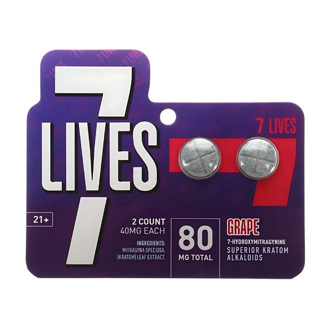 7 LIVES 7-HYDROXY KRATOM ALKALOIDS 40MG PER TABLET 2CT/12PK - Image 2