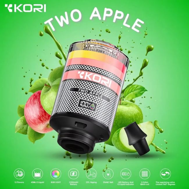 KORI 5% DISPOSABLE E-HOOKAH HEAD (240ML) 120K PUFFS 4CT/ BOX - Image 2