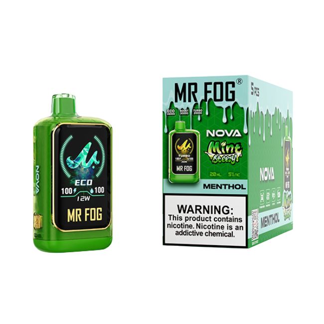 MR FOG NOVA MINT STEEZY SERIES 5% DISPOSABLE (100ML) 36K PUFFS 5CT PER BOX - Image 2