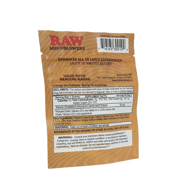 RAW MIND BLOWERS KANNA INFUSED TRYP MUSHROOM GUMMIES 4 PER PACK-8CT BOX - Image 2