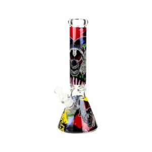 10" FANCY COLORFUL MIX DESIGN BEAKER GLASS WATER PIPE