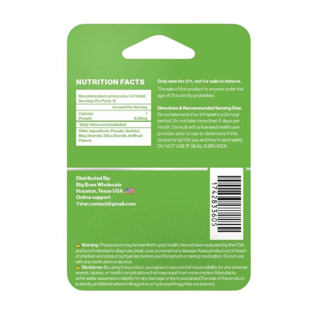 7 STAR 7-HYDROXYMITRAGYNINE + PSEUDO 25MG PER TABLET 3CT/10PK - Image 3