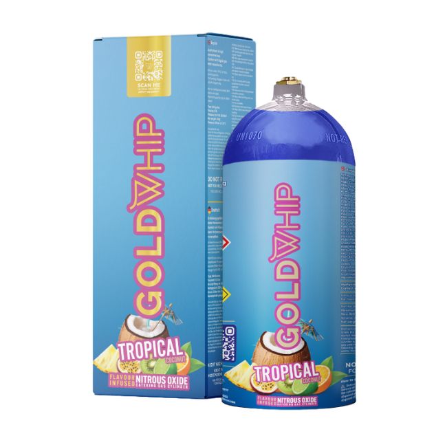 GOLD WHIP N2O 200G / 0.3L MINI TANKS TROPICAL+DAIQUIRI+MOJITO+PINA COLADA CHARGER 20CT/ BOX - Image 2