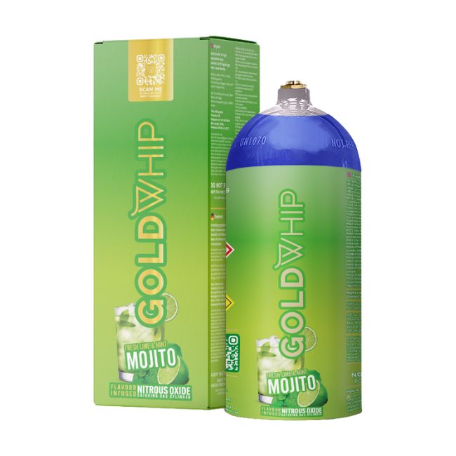 GOLD WHIP N2O 200G / 0.3L MINI TANKS TROPICAL+DAIQUIRI+MOJITO+PINA COLADA CHARGER 20CT/ BOX - Image 4