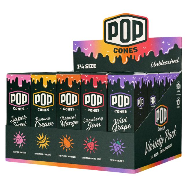 POP CONES 1 1/4 HAND ROLLED FLAVOR VARIETY PACK CONES 6PK 25CT/ DISPLAY - Image 2