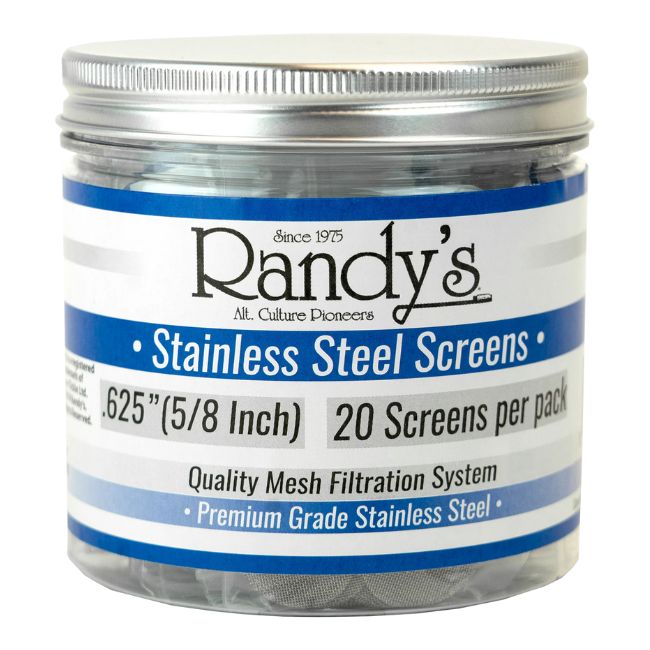 RANDYS STAINLESS STEEL SCREEN JAR 36CT SCREENS TOTAL/ JAR (.625 (5/8 inch) SS SCREENS)