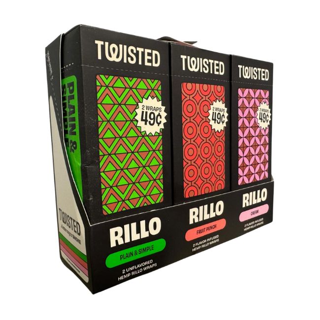 TWISTED HEMP RILLO WRAPS DISPLAY PRE PRICE 2 X 0.49C VARIETY PACK-75 POUCHES/ BOX - Image 2