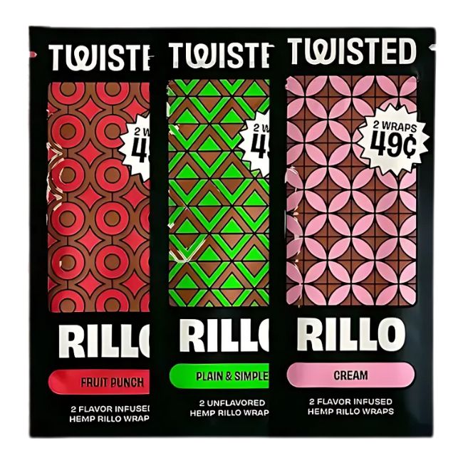 TWISTED HEMP RILLO WRAPS DISPLAY PRE PRICE 2 X 0.49C VARIETY PACK-75 POUCHES/ BOX - Image 3