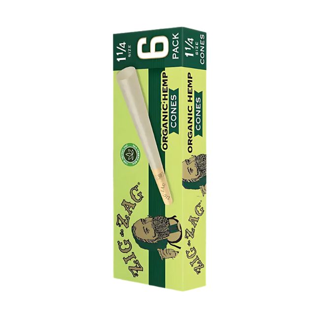 ZIG ZAG ORGANIC HEMP CONES 1-1/4 SIZE (6PK-24CT DISPLAY BOX) - Image 2