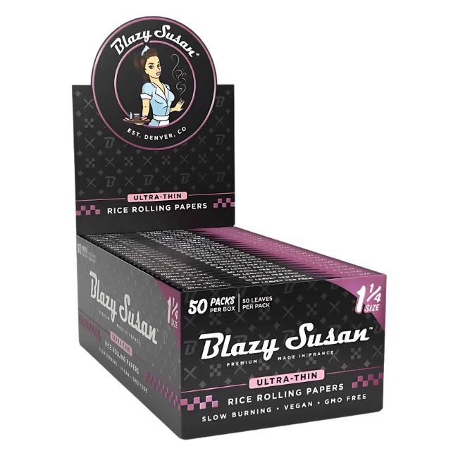 BLAZY SUSAN 1-1/4 SIZE ULTRA THIN RICE ROLLING PAPER 50CT/ BOX - Image 2