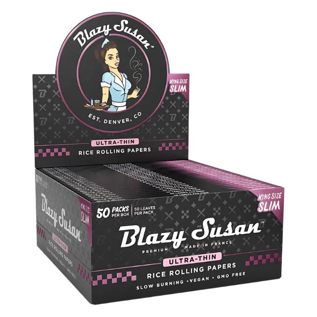 BLAZY SUSAN KING SIZE SLIM ULTRA THIN RICE ROLLING PAPER 50CT/ BOX - Image 2