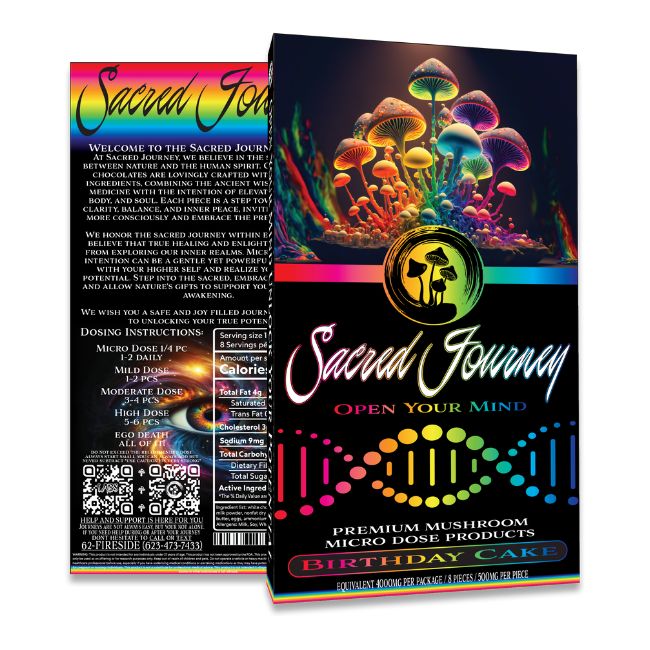 SACRED JOURNEY PREMIUM MUSHROOM MICRO DOSE 4000/4500MG CHOCOLATE BAR 10CT/ BOX - Image 3
