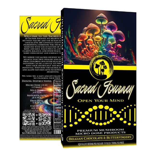 SACRED JOURNEY PREMIUM MUSHROOM MICRO DOSE 4000/4500MG CHOCOLATE BAR 10CT/ BOX - Image 4
