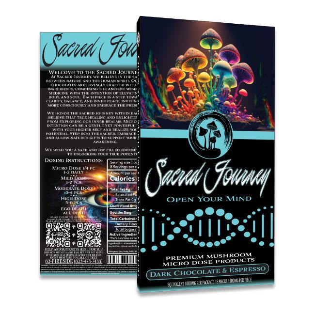SACRED JOURNEY PREMIUM MUSHROOM MICRO DOSE 4000/4500MG CHOCOLATE BAR 10CT/ BOX - Image 6