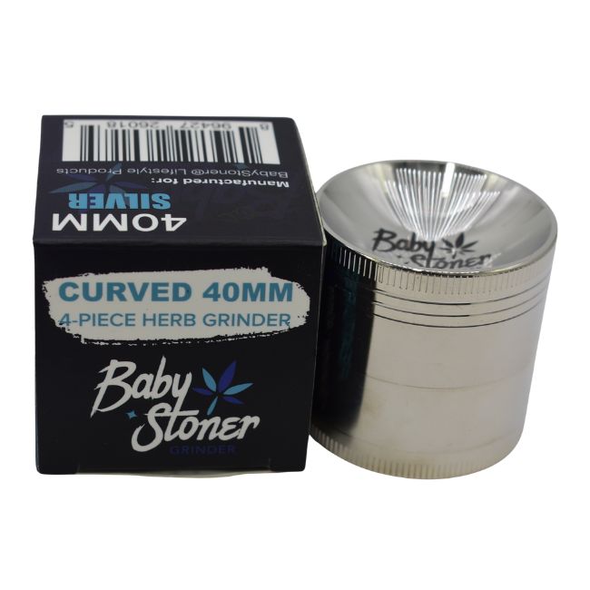 BABY STONER 4PARTS ZINC ALLOY CURVED 40MM GRINDER - Image 2