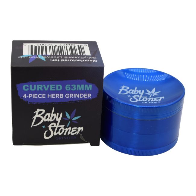 BABY STONER 4PARTS ZINC ALLOY CURVED 63MM GRINDER - Image 2