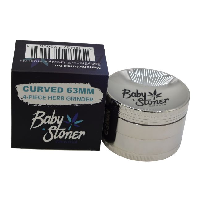 BABY STONER 4PARTS ZINC ALLOY CURVED 63MM GRINDER - Image 3