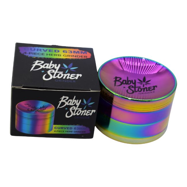 BABY STONER 4PARTS ZINC ALLOY CURVED 63MM GRINDER - Image 4