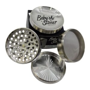 BSSA01301 BABY STONER 4PARTS ZINC ALLOY CURVED 75MM GRINDER